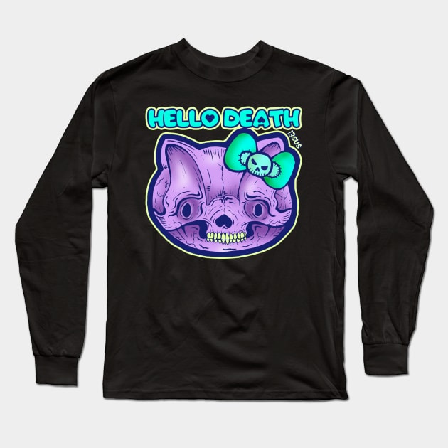 Skull Kitty! Hello undead! by Blood Empire Long Sleeve T-Shirt by BloodEmpire